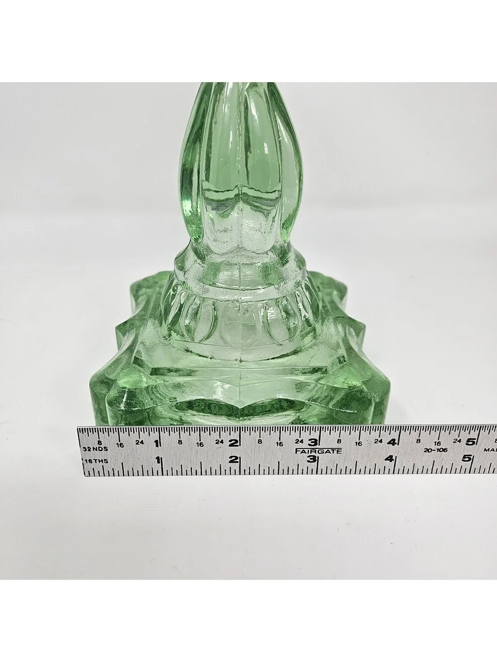 Vintage Retro Green Depression Glass Oil Lamp 9.25